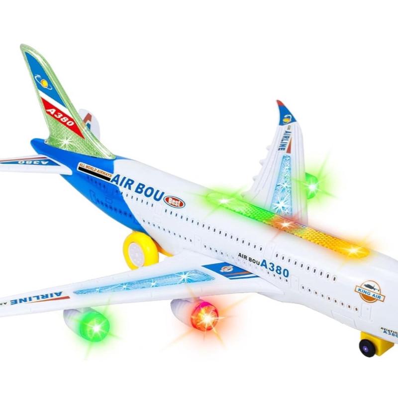 Airplane Toy Kids Airbus A380 Large & Small Size Aeroplane Toys Electric with Flashing Lights LED & Music Bump & Go Educational Toys For Toddlers Children Boy & Girl Best for Birthday Christmas Gifts Present 4