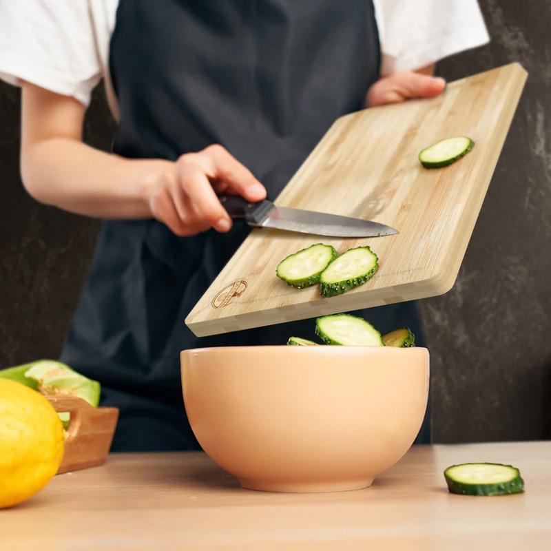2 Bamboo Wood Chopping Board 30 x 20cm - Non-Slip Surface, Lightweight and Easy to Handle   Kitchen Knives Sturdy Wooden 3