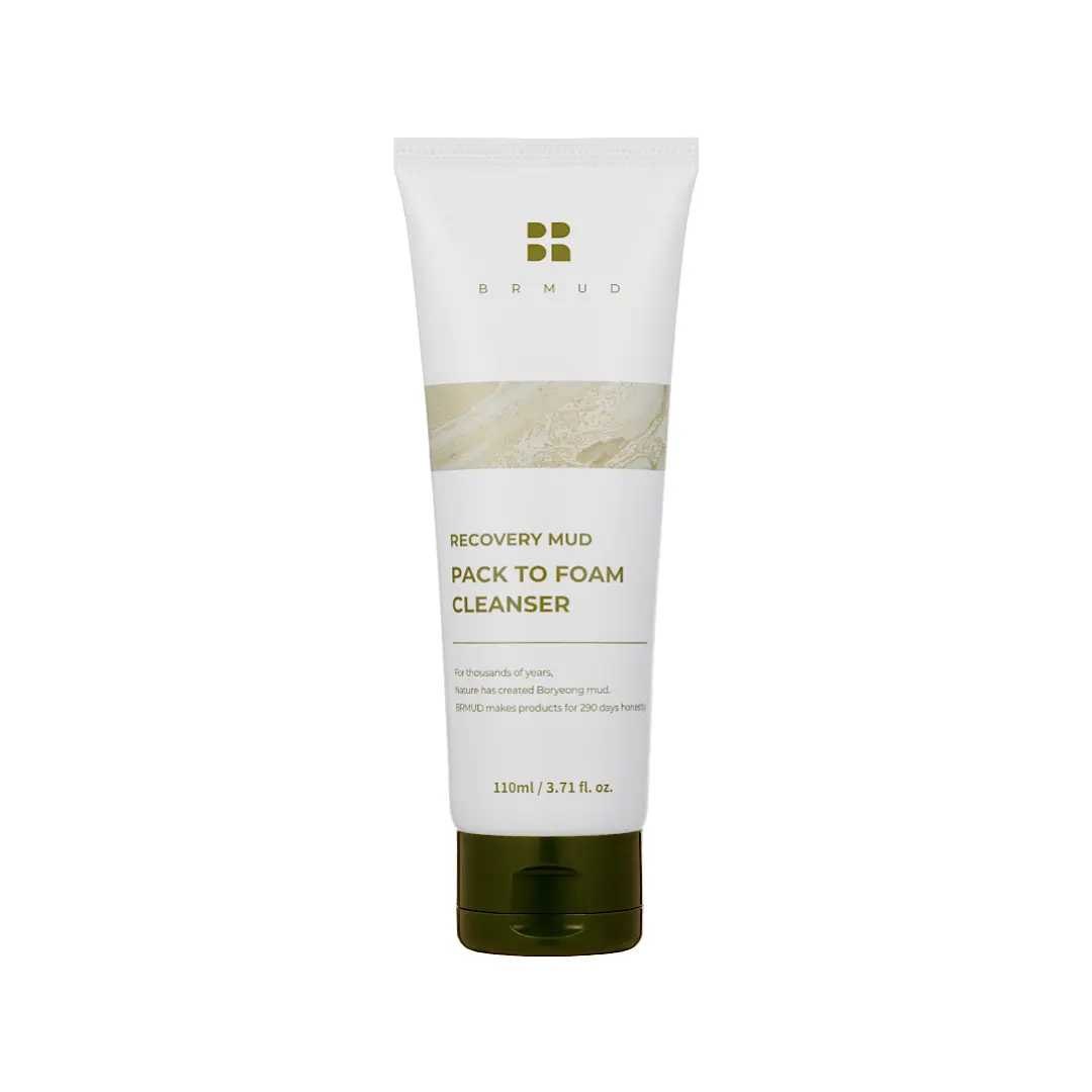 BRMUD Recovery Mud Pack to Foam Cleanser 110ml – Deep Cleansing + Hydration + Detoxifying Facial Cleansing Skincare for All Skin Types | Soothing, Clarifying, Pore Minimising, Revitalising & Cleansing