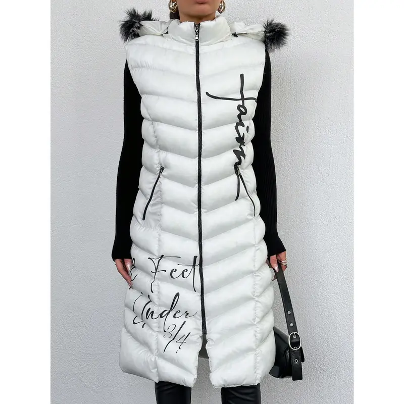Women'S Sleeveless Padded Coat With Collar Fit Womenswear 4