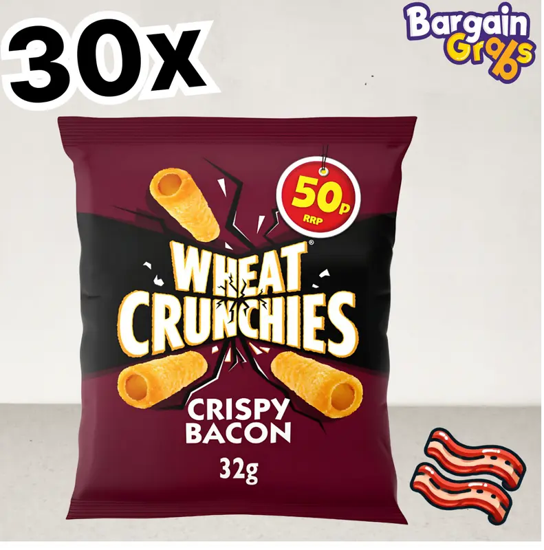 30 x Wheat Crunchies Bacon Crisps 32g – Smoky & Crunchy Snack, Crispy Savory 2