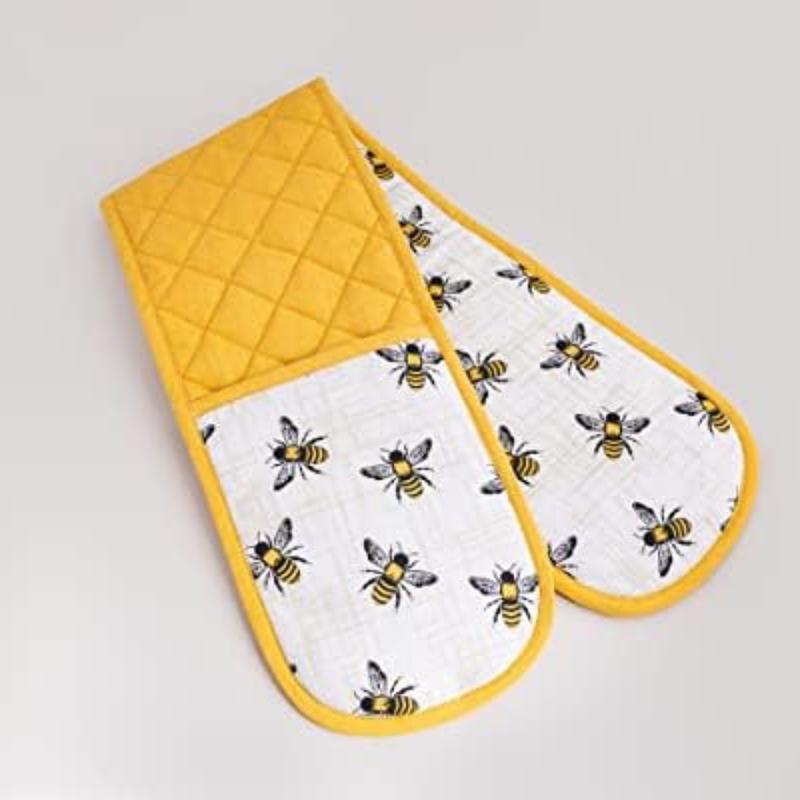 Stylish Double Oven Gloves with Insulated Cotton Mitts & Pot Holder - Various Designs - Classic, Bakeware - Heat Resistant 9