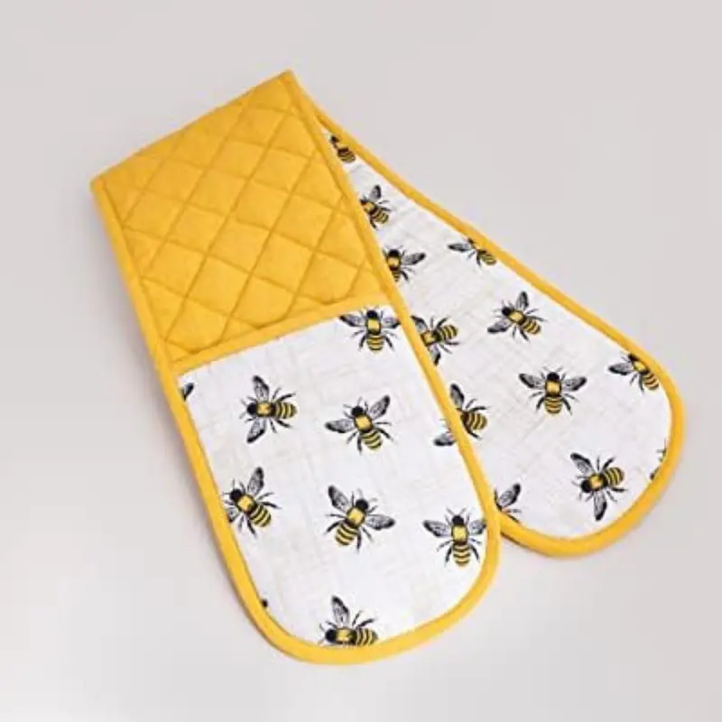 Stylish Double Oven Gloves with Insulated Cotton Mitts & Pot Holder - Various Designs - Classic, Bakeware - Heat Resistant 8