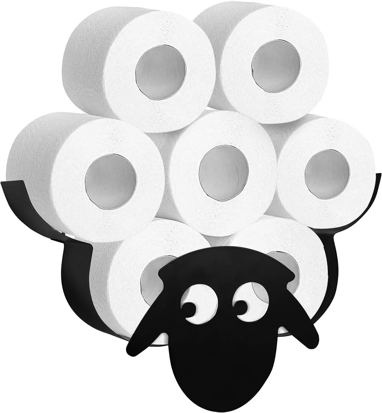 Black Sheep Toilet Roll Holder – Metal Wall-Mount Tissue Storage for Bathroom