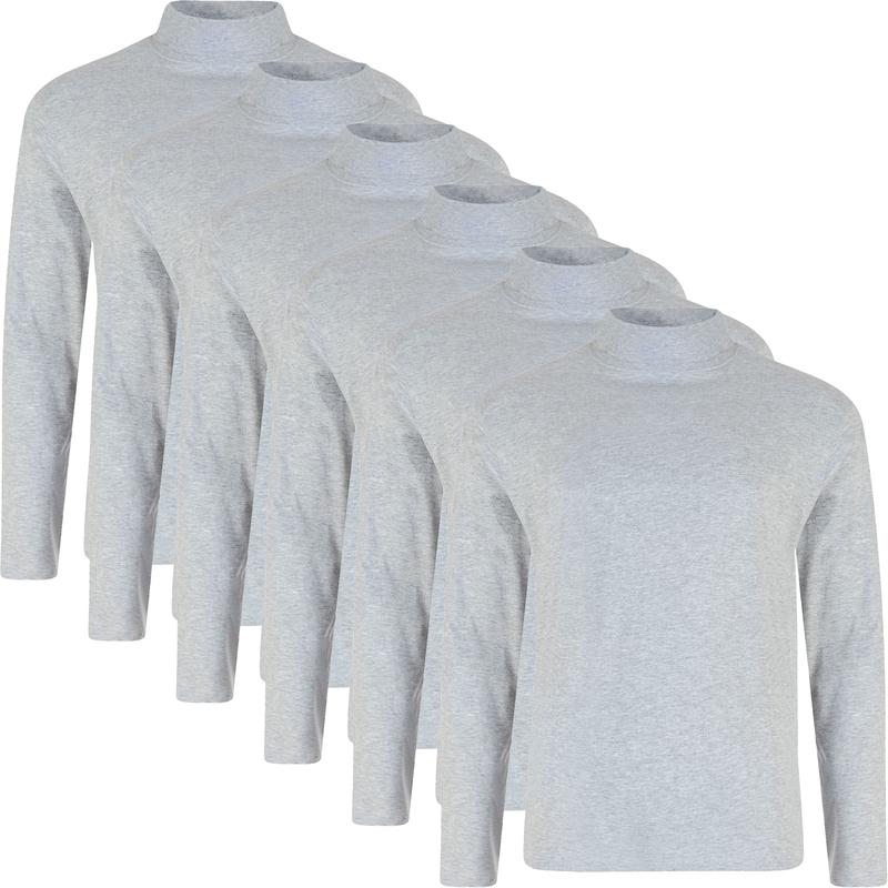 6 Pack Mens Roll Neck Turtle Neck High T Shirt Long Sleeve Shirt Plain Assorted Cotton Top New Menswear Soft 8