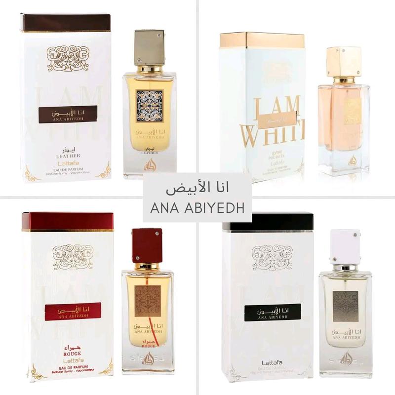 Ana Abiyedh Leather (I am White) Perfume Rouge Poudree Collection | Option to buy Individually or as a Set | 60ml EDP by Lattafa, 10ml Roll on Perfume Oil | Arabian Scents Fragrance Perfume Dubai Perfumes Eau De Parfum 0