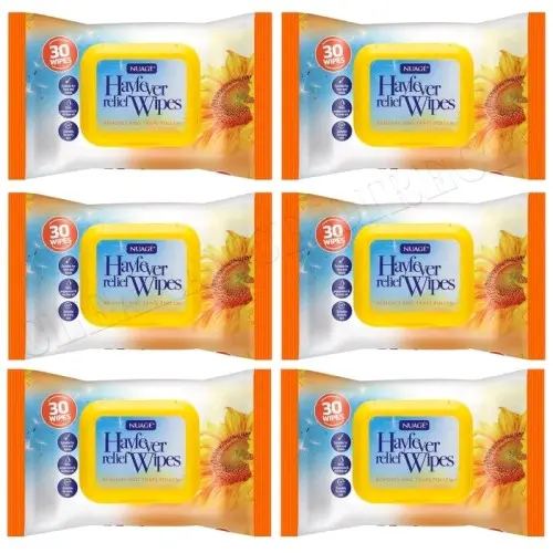 6x Nuage Hayfever relief wipes. removes and traps pollen, dust and pet allergens. 1