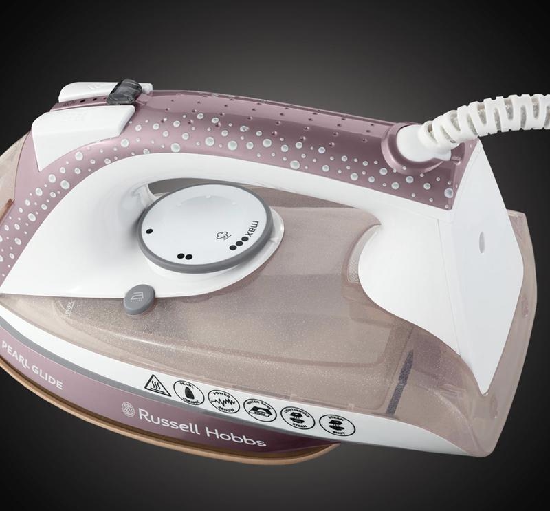 Russell Hobbs Pearl Glide Steam Iron, Pearl Infused Ceramic Soleplate for smoother glide, 315ml Water Tank, 150g Steam Shot, 40g Continuous steam, Anti-drip & Anti-calc function, 2m Cord, 2600W, 23972 5