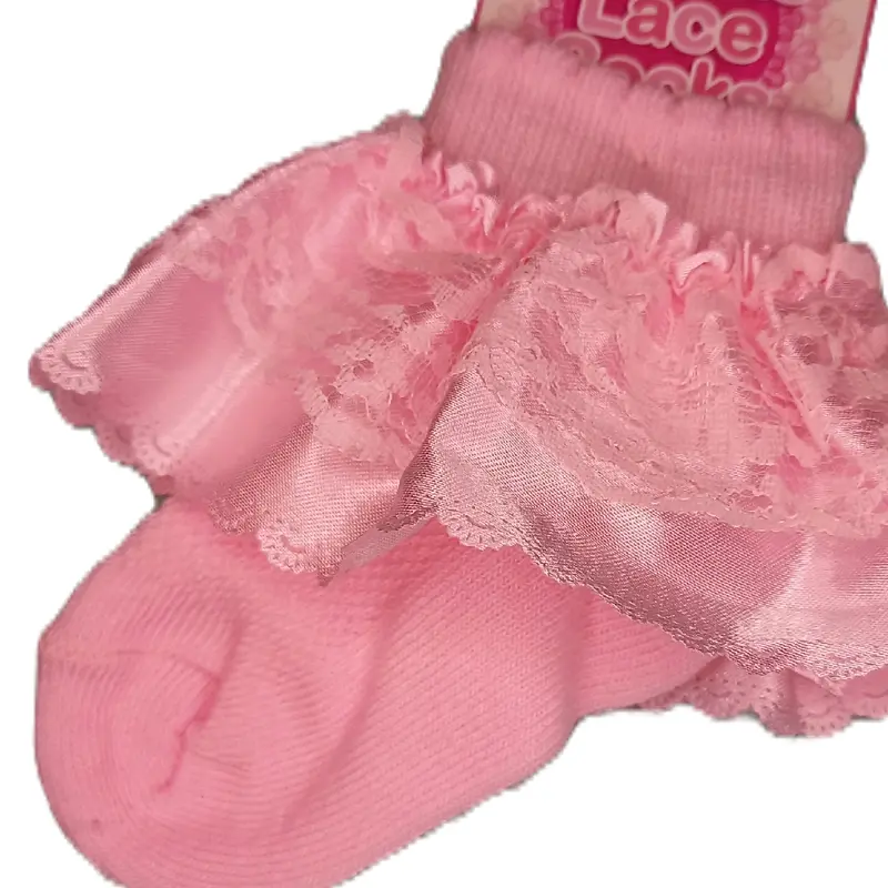 Pink Lace Baby Socks  - 0-6mths & 6-12mths 3