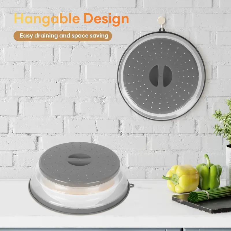 Microwave Food Plate Cover - Vented, Splatter Protector & Dishwasher Safe Containers Kitchen Utensils Handheld 5