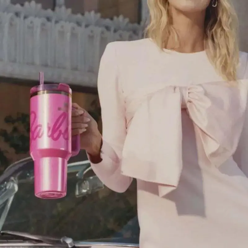 Pink Ba-rb-ie for Stan-ley Cup 40 oz with handle Stainless Steel Quencher Tumbler 3