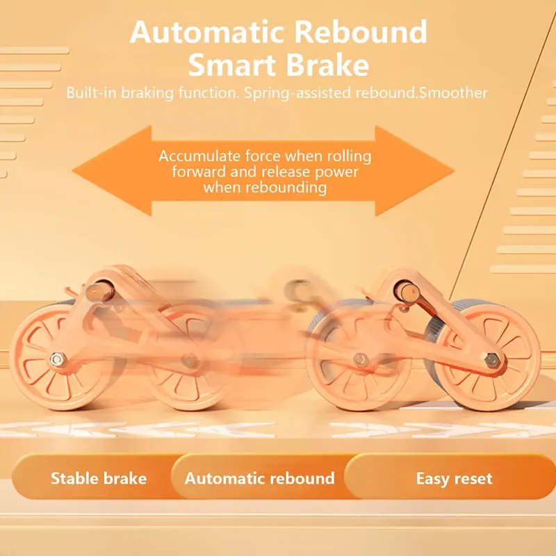 Abdominal Wheel Automatic Rebound Elbow Support and Timer for Waist & Abdomen Exercise Orange/Blue 3