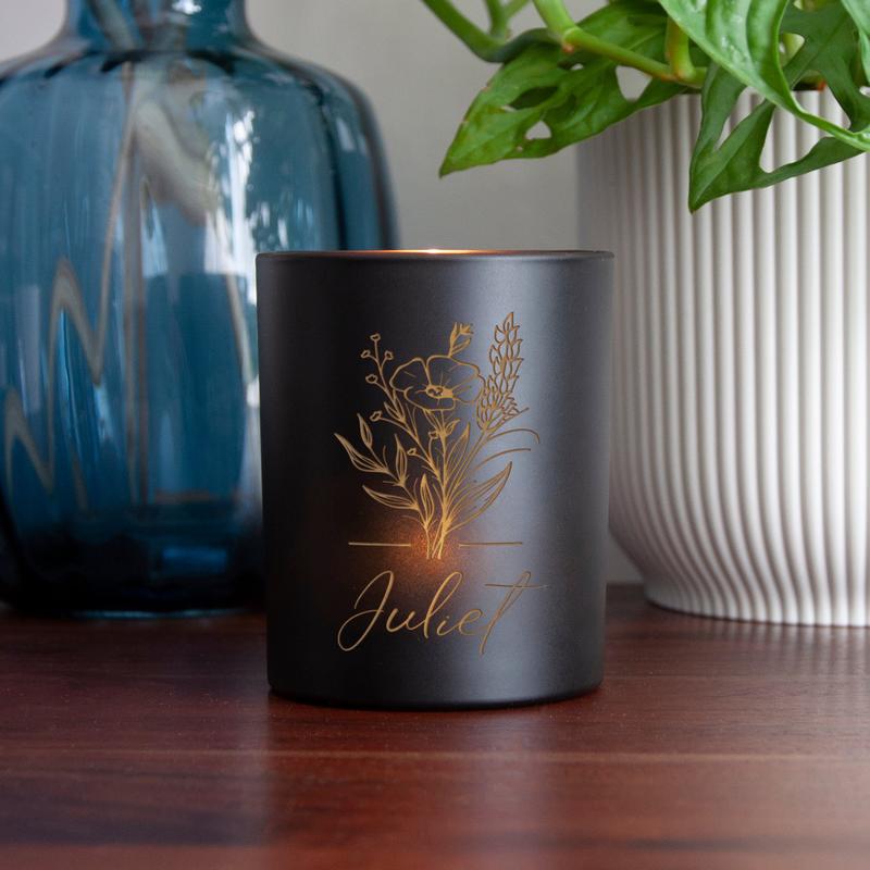 Personalised Bouquet Glass Candle Holder - Home Decor Gift, Floral Decoration 3
