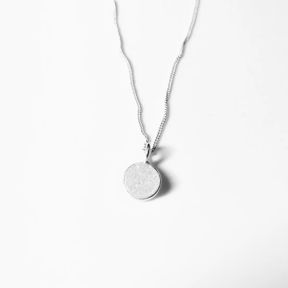 Druzy Pendant Necklace. 925 Sterling Silver.