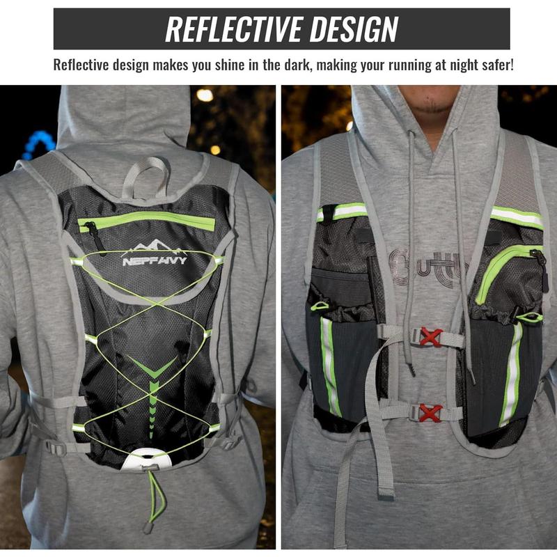 Nepfaivy Running Vest Hydration Backpack - Lightweight and Reflective Running Hydration Vest with Multi-pouches, Breathable and Adjustable Running Backpacks for Outdoor Running Cycling Climbing 5