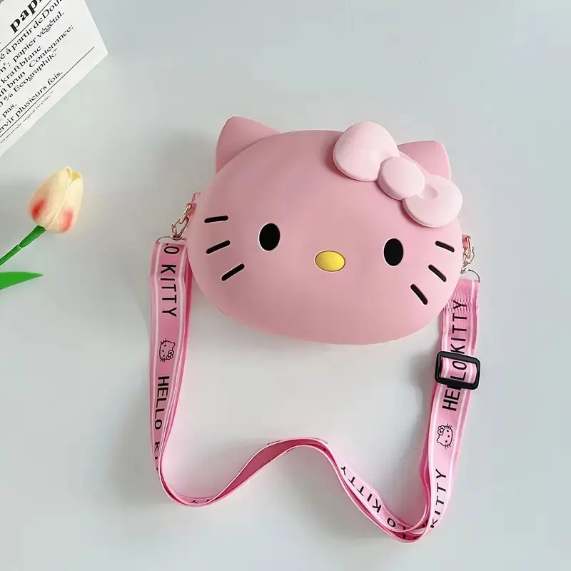 Kitty Crossbody Bag with Adjustable Shoulder Strap, Handbag with Zipper Cute Mini Anime Kitty Coin Wallet Purse Shoulder Bag Coin Pouch Accessories Money Bag for Birthday Gifts Women