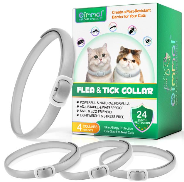 4 Pcs (4 x Collars) Flea And Tick Collars For Cats Waterproof Adjustable Pet Collar 24 Months 6