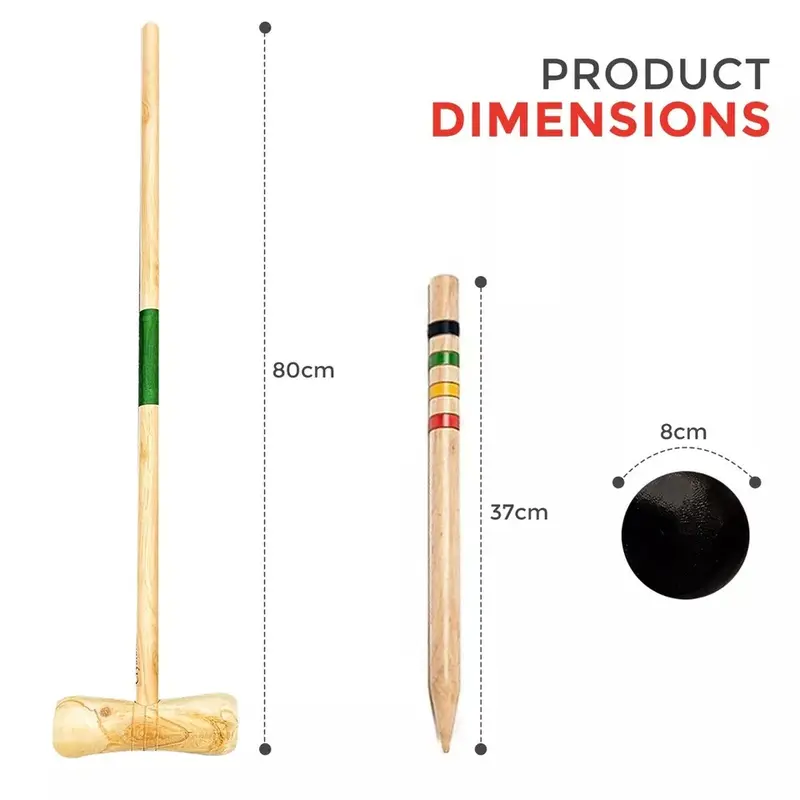 4-Player Croquet Set – Summer Fun for Everyone! ️Wooden Mallets 1