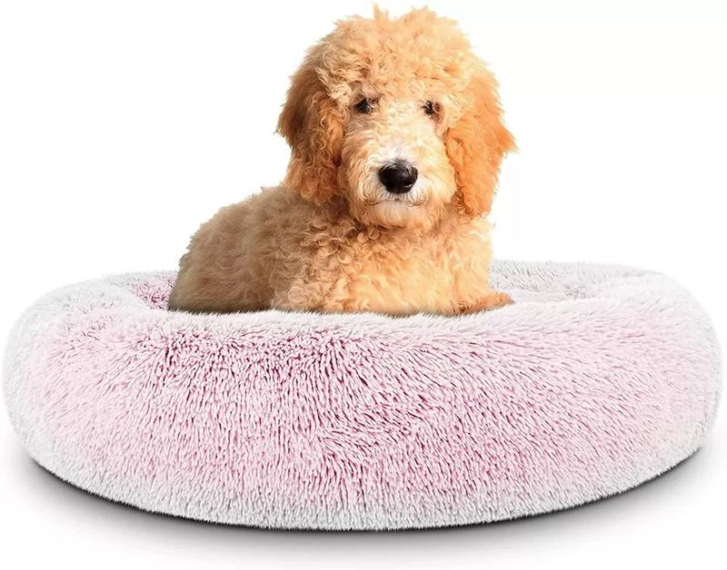 Dog Bed Donut Soft Round Plush Cat Beds For Calming Pet Anti Anxiety Washable dogs beds 7