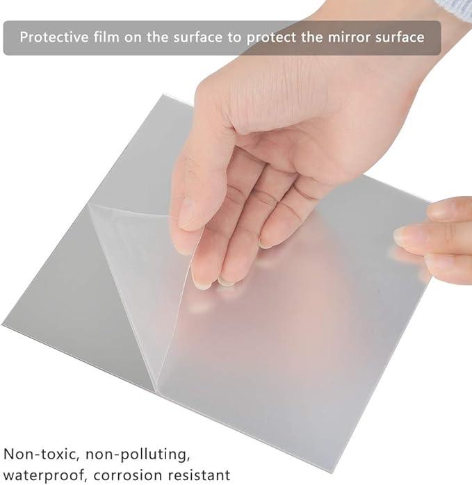 9 Pcs Mirror Sheets Self Adhesive Non Glass Mirror Tiles Wall Sticky Mirror for Home Decoration 5.9x5.9x0.04inch 2