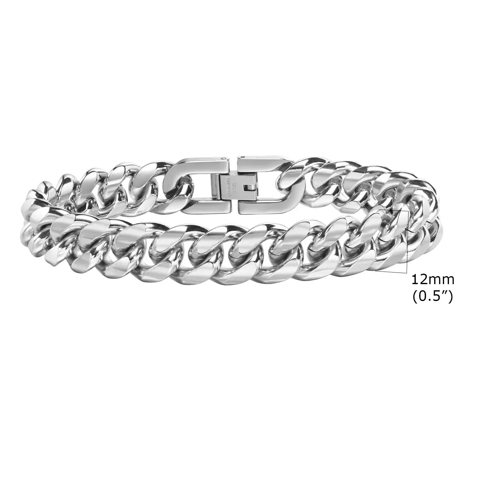 8mm/10mm Bold Cuban Chain Bracelets for Men, Black Stainless Steel Miami Curb Links Wristband, Chunky Male Boy Jewelry