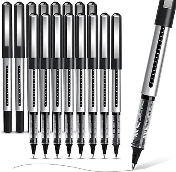 Rollerball Pens Black Ink, 16 Pack Pens Multipack 0.5mm Black Gel Pens, Quick-Drying Ink Pens, Writing Pens for Note Taking, Sketch, Bullet Journal, Black Pens for School & Office Supplies 0