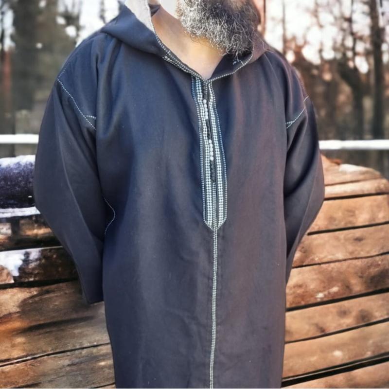 Moroccan Thick Winter Wool Blend Hooded Long Sleeves Thobe Djelleba hooded  thobe 1
