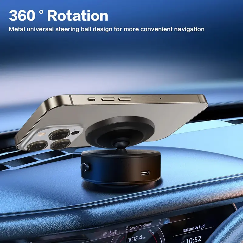 360° Rotatable Car Magnetic Phone Holder, Car Navigation Holder, Vacuum Adsorption & Magnetic Adsorption Double-sided, For Windshield and Dashboard, Kitchen, Bedroom, Office, Multifunctional Phone Accessories for iPhone & Android Smartphone 1