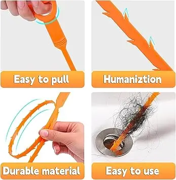 Drain Unblocker Cleaner Brush Tool - 4PCS Shower Drain Unblocker, Drain Gunk Remover Kitchen Sink Unblocker Tool, Plug Hole Unblocker Bathroom Hair Unblocker for Shower 2
