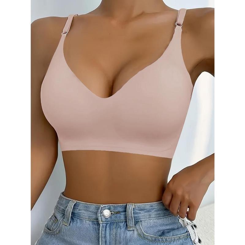3 simple seamless bras with chest pads, comfortable and breathable push-up bras, women's undergarments and lingerie Womenswear Underwear Lady Bridal Basic Minimalist 5
