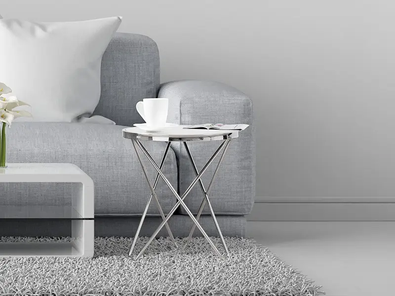 Round Side Table for Living Room Furniture, 50cm Clear Glass Top Sofa Table for Small Spaces, End Table with Chrome Metal Legs 2