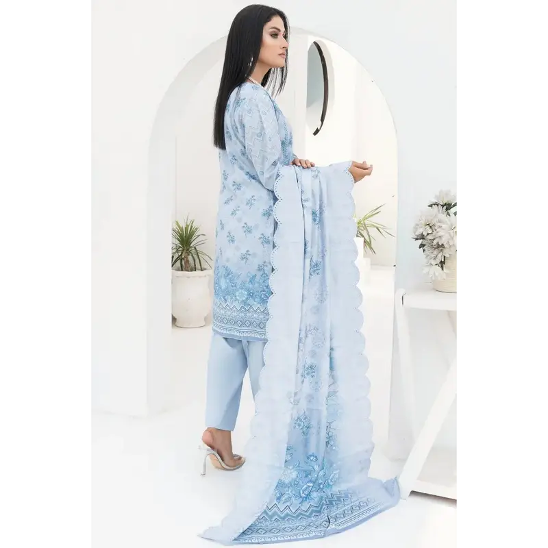 Dhanak Print Ladies Pakistani Suits-Jazmin-1455-Sky Dress Fabric 2