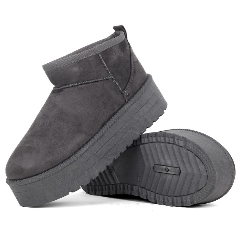 Nexsus Plus Ladies Women Round Toe High Sole Faux Suede And Fur Lined Ankle Boots Winter Shoes Girl Footwear Size UK 3-8 Christmas Gift Walking Shoes Comfort Decor Ballroom Design 4