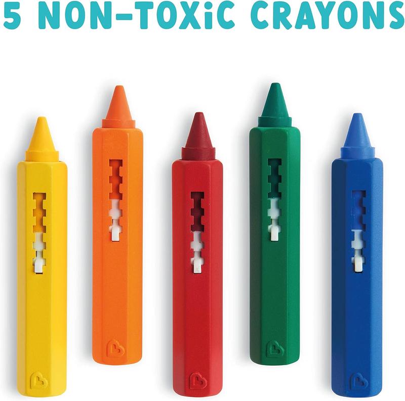 Bath Crayons | Colourful Bath Toy Mess-Free Shower Toys | Draws on Tiles & Porcelain | Washable Baby Bath Toy - Set of 5 Crayons 2