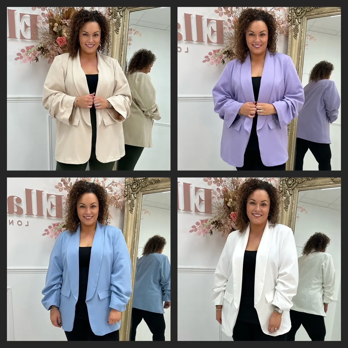 Leanne Plus Size Ruched Sleeve Blazer Sizes 16-30