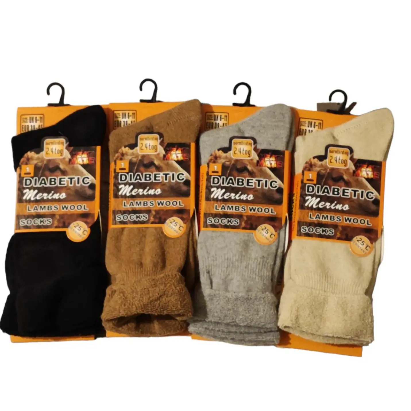 Men's Diabetic Merino Wool Socks Extra Warm Thermal Sock 2.4 TOG UK Size 6-11Wol Blend, Hiking, Walking, Outdoor Winter 2 Pairs Cotton Menswear