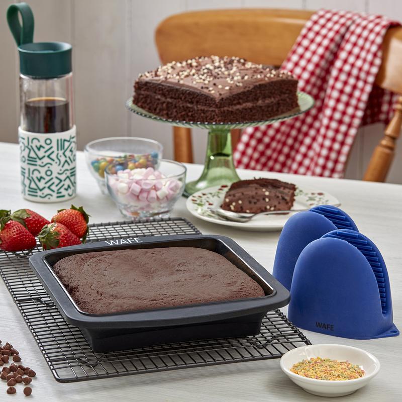 2 Pack WAFE Collapsible BakeMate Round Cake Loaf Bakeware Tin Silicone Desserts 7
