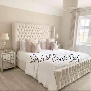 Wingback Chesterfield Bed Frame with Ottoman Storage - Available in Many Colors and Sizes