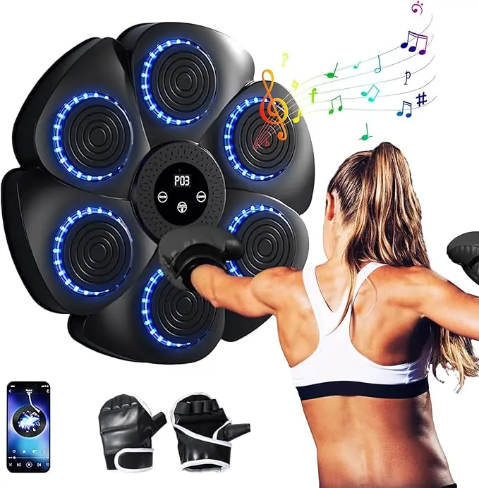 Smart Music Boxing Machine，2024 New Indoor Boxing Machine Wall Mounted，with LED Light Bluetooth Sensor，9 Speed ​​Modes and Counting Mode For Adults and Children Exercise