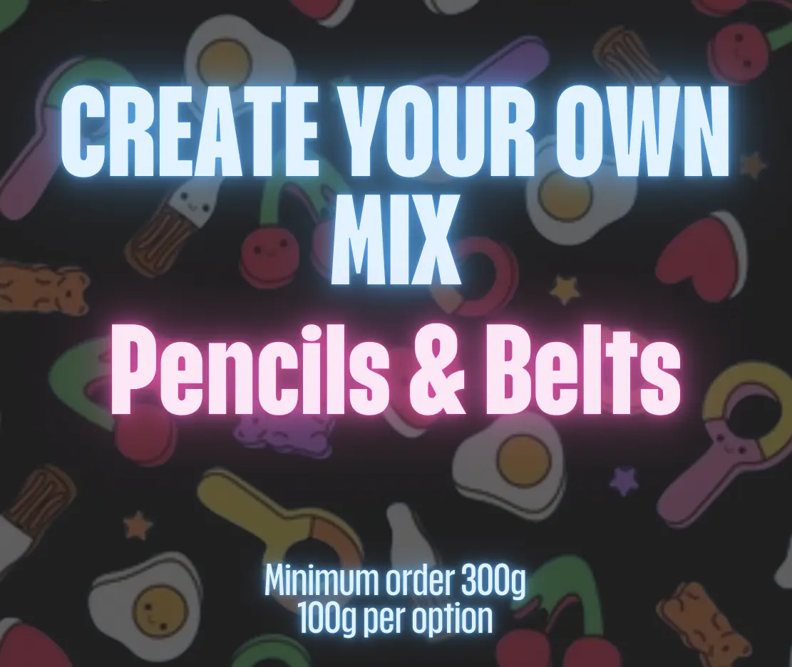 Pencil / Belts Mix - Create Your Own - 100g each - Min order 300g Candy