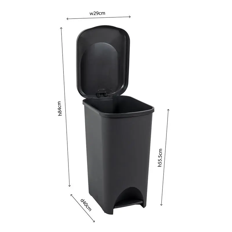 Eco Made from 100 Percent Plastic Family Kitchen Pedal Bin, 519001ADF, Recycled Dark Grey, 40 Litre 2