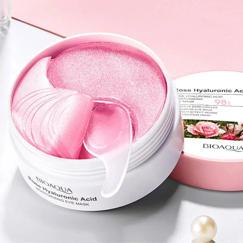 60pcs BIOAQUA Rose Hyaluronic Acid Eye Mask Anti Dark Circles Eye Bags Moisturizing Firming Eye Patches Skin Care Products Comfort