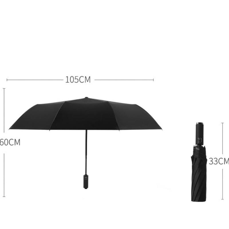 Automatic folding umbrella, Black Umbrella, Windproof Travel Umbrella, Automatic Compact 10-rib Strong, Auto Open Close Lightweight Folding Portable Backpack Umbrella Wind Resistant Rain Proof 4