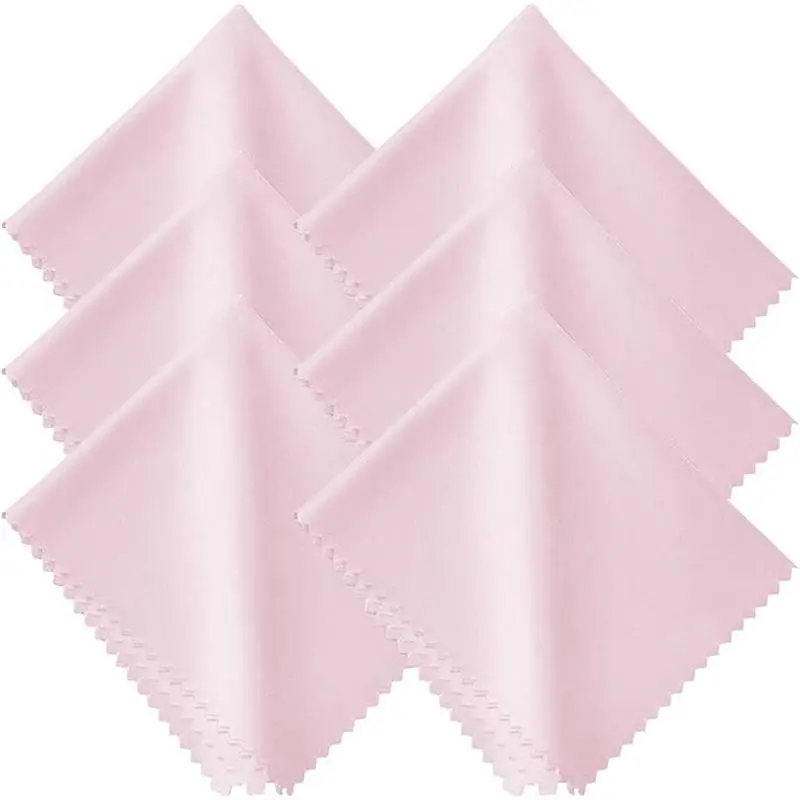 6 pcs Glasses Cleaning Cloth Microfiber Glasses Cleaning Cloths Screen Cleaner Cloths for Glasses, Screens, Tablets, Glasses (15 x 18 cm) (Pink)