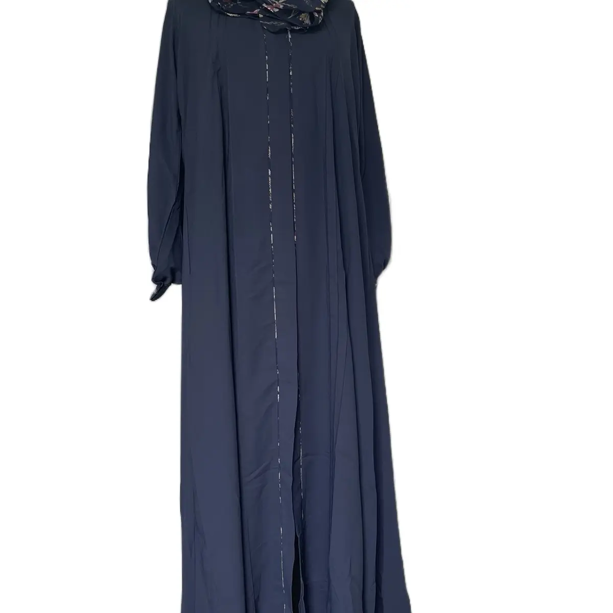 Navy blue pipping frock abaya