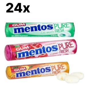 24 x Mentos Sugar-Free Gum 15.5g – Tropical, Cherry, or Spearmint Flavours – Long-Lasting Freshness – Best Before 02/2026 Bubblegum Snack
