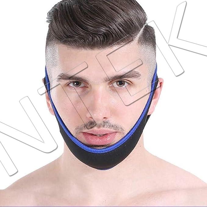 NTEK Anti Snoring Chin Strap, Anti Snore Chin Strap Comfortable Snoring Aids, Natural Snoring Solution Chin Strap for Mouth Breathers, Anti Sleep Aid Reducing Aids Sooner Man Women Skincare Unisex Gentle Adjustable 5