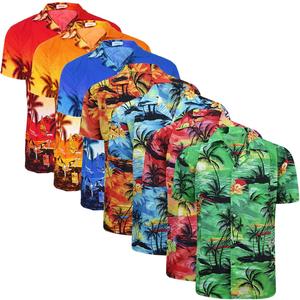 Mens Hawaiian Shirt Floral Print Rockabilly Surf Beach Party Holiday Stag Dance Fabric Menswear BIG SIZES 4XL 5XL 6XL