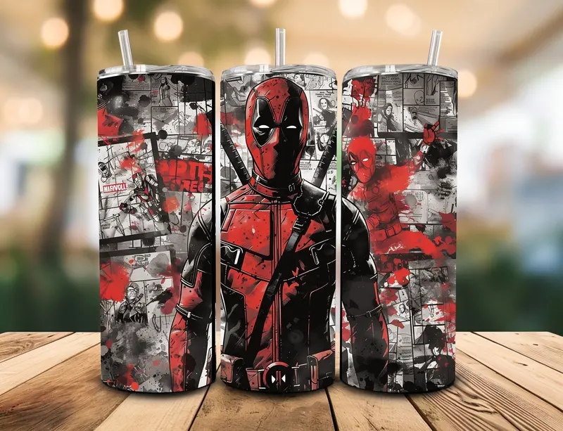 Deadpool 20oz Thermal Tumbler with Straw and Sliding Lid 0