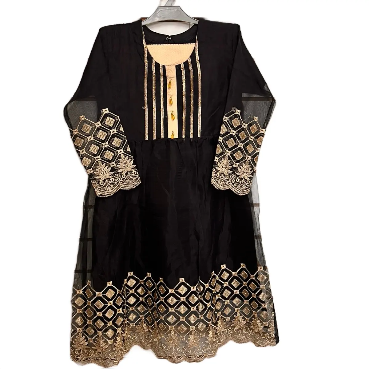 Kids organza fancy dresses with dupata and trousers kids new collection for Eid